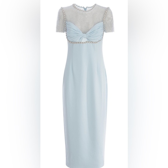Self-Portrait blue Crepe Diamante Midi Dress NWT - Picture 5 of 11